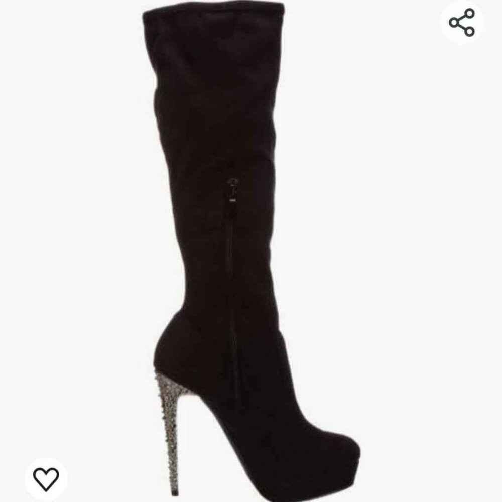 Blink Suede Knee-High Studded Stiletto Boots - Women's US 9.5